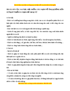 Lý thuyết Bài 33 Địa lý 10 Chân trời sáng tạo: Cơ cấu, vai trò, đặc điểm, các nhân tố ảnh hưởng đến sự phát triển và phân bố dịch vụ