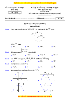 Đề thi vào 10 Toán Tỉnh Bắc Ninh năm 2023-2024