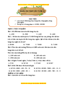 Bài tập cuối tuần Toán lớp 3 Tuần 22 Cánh diều (có lời giải)