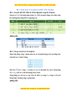 Lý thuyết Tin học 10 Cánh diều Bài 2: Thực hành về các phép toán bit và hệ nhị phân