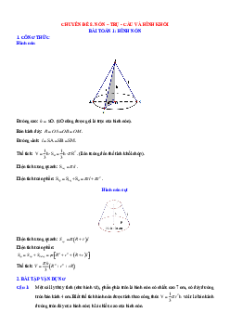 Chuyên đề 8. Nón trụ cầu và hình khối