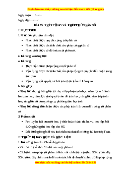 Giáo án Phép cộng và phép trừ phân số Toán 6 Kết nối tri thức