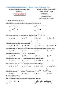Đề thi giữa kì 1 Toán 9 Chân trời sáng tạo (Đề 9)