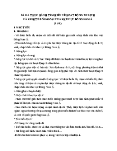 Giáo án Bài 13 Địa lí 11 Cánh diều (2024): Thực hành : Tìm hiểu về hoạt động du lịch và kinh tế đối ngoại của khu vực Đông Nam Á