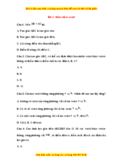 Trắc nghiệm Khái niệm vectơ Toán 10 Chân trời sáng tạo