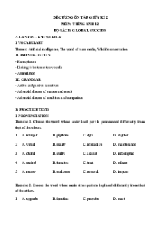 Đề cương ôn tập Giữa kì 2 Tiếng Anh 12 Global success có đáp án