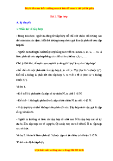 Lý thuyết Toán 10 Chân trời sáng tạo Bài 2: Tập hợp