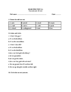 Đề thi Cuối kì 1 Tiếng Anh lớp 5 Global success 2024 (Đề 3)