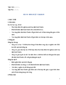 Giáo án Bài 10 Vật Lí 12 Kết nối tri thức (2025): Định luật Charles