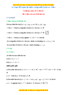 Lý thuyết Bài 3: Dấu của tam thức bậc hai Toán 10 Cánh diều
