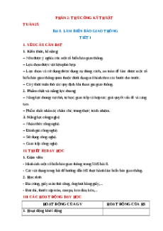 Giáo án Bài 8 Công nghệ lớp 3 Chân trời sáng tạo: Làm biển báo giao thông