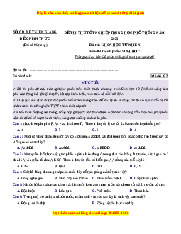 Đề thi thử Sinh học Sở Kiên Giang lần 1 năm 2023