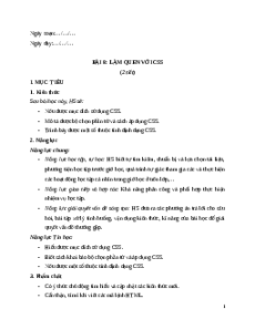 Giáo án Chủ đề F Bài 8 Tin học 12 Cánh diều: Làm quen với CSS
