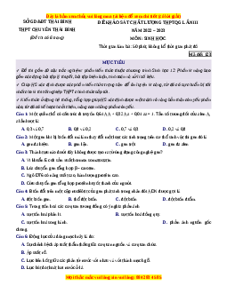 Đề thi thử Sinh học trường Chuyên Thái Bình lần 3 năm 2023