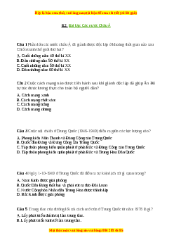 Trắc nghiệm Bài 4 Lịch sử 9: Các nước Châu Á