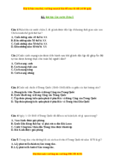 Trắc nghiệm Bài 4 Lịch sử 9: Các nước Châu Á