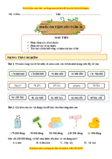 Bài tập cuối tuần Toán 4 Tuần 19 Chân trời sáng tạo (có lời giải)