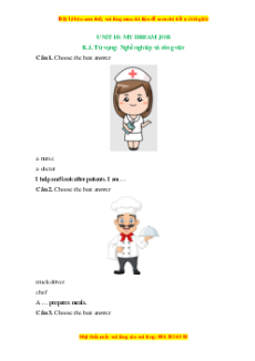 Trắc nghiệm Unit 10: My dream job Tiếng Anh 6 English Discovery