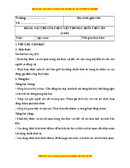 Giáo án Bài 31 Khoa học lớp 4 (Chân trời sáng tạo): Vai trò của thực vật trong chuỗi thức ăn