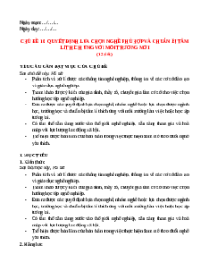 Giáo án Chủ đề 10 HĐTN 12 Kết nối tri thức: Quyết định lựa chọn nghề phù hợp và chuẩn bị tâm lí thích ứng với môi trường mới