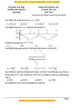 Đề thi thử Toán trường Chuyên Thái Bình năm 2021