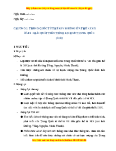 Giáo án Bài 6 Lịch sử 7 Cánh diều (Phiên bản 2): Khái quát tiến trình lịch sử Trung Quốc