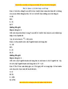 Trắc nghiệm Hoán vị, chỉnh hợp và tổ hợp Toán 10 Kết nối tri thức