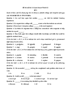 Đề thi Cuối kì 1 Tiếng Anh 12 Ilearn Smart world (Đề 5 kèm file nghe)