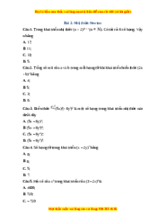 Trắc nghiệm Nhị thức Newton Toán 10 Chân trời sáng tạo