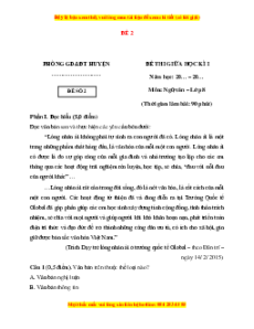 Đề thi giữa kì 1 Ngữ văn 8 Chân trời sáng tạo (đề 2)