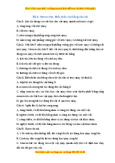 Trắc nghiệm Moomen lực. Điều kiện cân bằng của vật Vật lí 10 Cánh diều