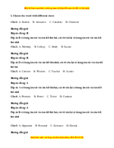 Trắc nghiệm Unit 7: What’s for dinner Tiếng Anh 7 Cánh diều