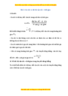 Lý thuyết Vật lí 10 Cánh diều Bài 3: Gia tốc và đồ thị vận tốc, thời gian