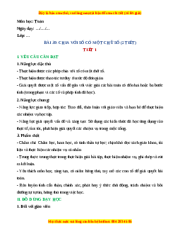 Giáo án Chia cho số có một chữ số Toán 4 Kết nối tri thức