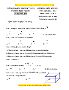 Đề thi giữa kì 1 Toán 7 Chân trời sáng tạo Trường THCS Phú Mỹ - TP HCM