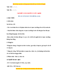 Giáo án Cơ quan vận động TNXH lớp 2 Chân trời sáng tạo
