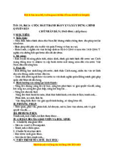 Giáo án Bài 24 Lịch sử 9: Cuộc đấu tranh bảo vệ và xây dựng chính quyền dân chủ nhân dân (1945-1946)