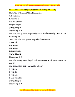 Trắc nghiệm Lịch sử 7 Bài 11 Kết nối tri thức: Nhà Lý xây dựng và phát triển đất nước (1009 - 1225)