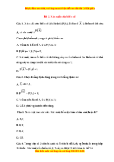 Trắc nghiệm Xác xuất của biến cố Toán 10 Chân trời sáng tạo