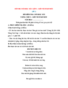 Bộ 20 đề thi cuối kì 1 Tiếng Việt lớp 5 Kết nối tri thức Cấu trúc mới