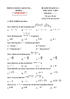 Đề thi Cuối kì 1 Toán 9 Chân trời sáng tạo 2024 (Đề 5)