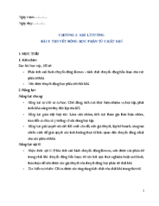 Giáo án Bài 5: Thuyết động học phân tử chất khí Vật Lí 12 Chân trời sáng tạo