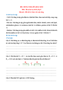 Đề cương ôn tập Giữa kì 2 Khoa học tự nhiên 9 Kết nối tri thức
