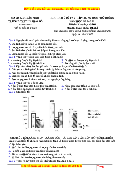 Đề thi thử Địa Lí trường Lý Thái Tổ lần 1 năm 2021