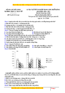 Đề thi thử Địa Lí trường Lý Thái Tổ lần 1 năm 2021