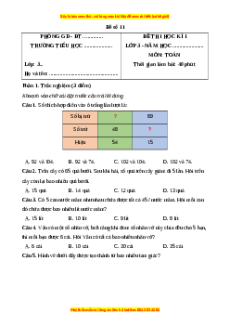 Đề thi cuối kì 1 Toán lớp 3 Chân trời sáng tạo - Đề 11