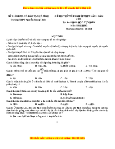 Đề thi thử Sinh Học trường Nguyễn Trung Thiên lần 1 năm 2021