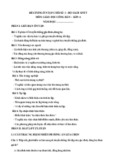 Đề cương Cuối kì 1 GDCD 6 Kết nối tri thức (có lời giải)