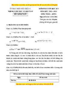 Đề thi cuối kì 1 Toán 6 Chân trời sáng tạo Phòng GD&ĐT Quận 1 - TP HCM