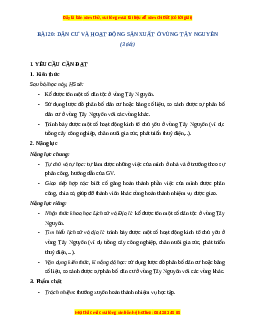 Giáo án Bài 20 Lịch sử & Địa lí lớp 4 Chân trời sáng tạo: Dân cư và hoạt động sản xuất ở vùng Tây Nguyên